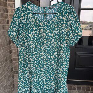 Women's Green & Yellow Floral Dress